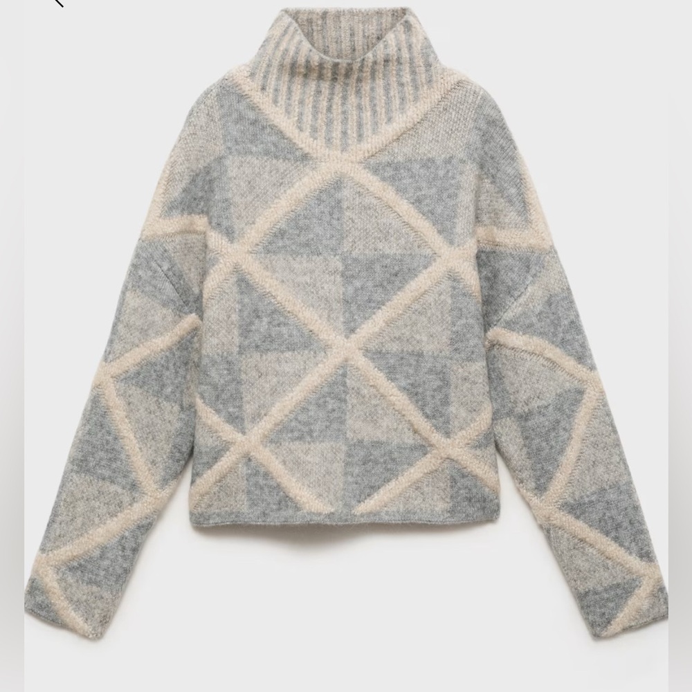 NWT Mango Turtleneck Rhombus Sweater Small